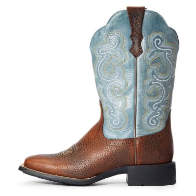 Ariat Quickdraw - Western Laarzen Bruin / LichtBlauw Dames - 17411-862